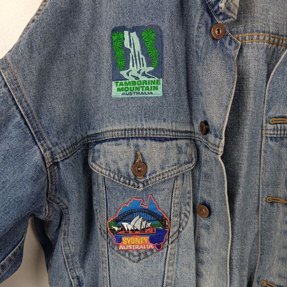 ASOS Australia Patches  Oversized Grunge Denim Jacket Size M Unisex - Picture 3 of 11